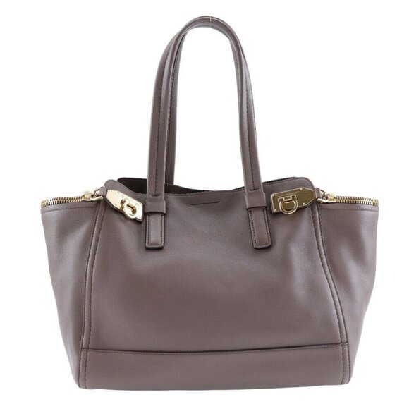 Salvatore Ferragamo Gancini Tote Bag DY-21-D993 Brown Calfskin Women
